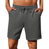 Shorts Pinspark Masculinos Casuais Para Exercícios De Ginástica, Cinza Escuro, Algodão