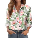 Blusa Zeagoo Floral De Manga Comprida Com Botões Para Mulheres