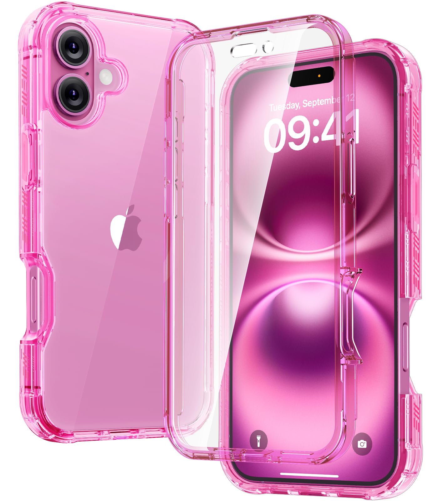 Capa De Telefone Diaclara Projetada Para Iphone 16 Plus Rosa Transparente