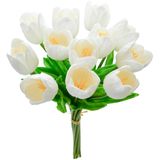 Flores Falsas De Seda Artificial De Tulipa Mandy White X12 35cm