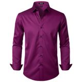 Camisa Social Jemitop Wrinkle Free Stretch Wine Red Para Homens