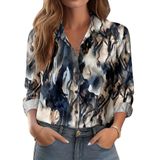 Blusa Feminina Zeagoo De Manga Comprida Com Estampa Floral Com Botões