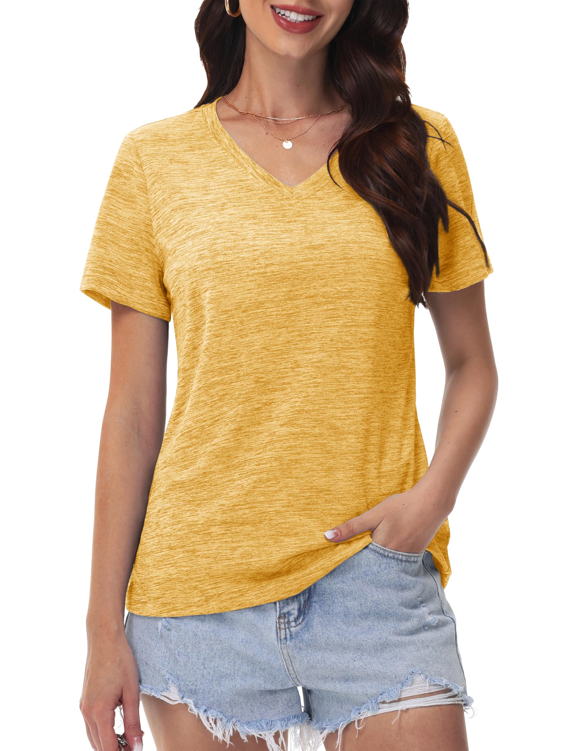 Camiseta Feminina Magcomsen Com Proteção Solar Upf 50+ Turmeric L