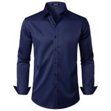Camisa Social Jemitop Wrinkle Free Stretch Azul Marinho Para Homens