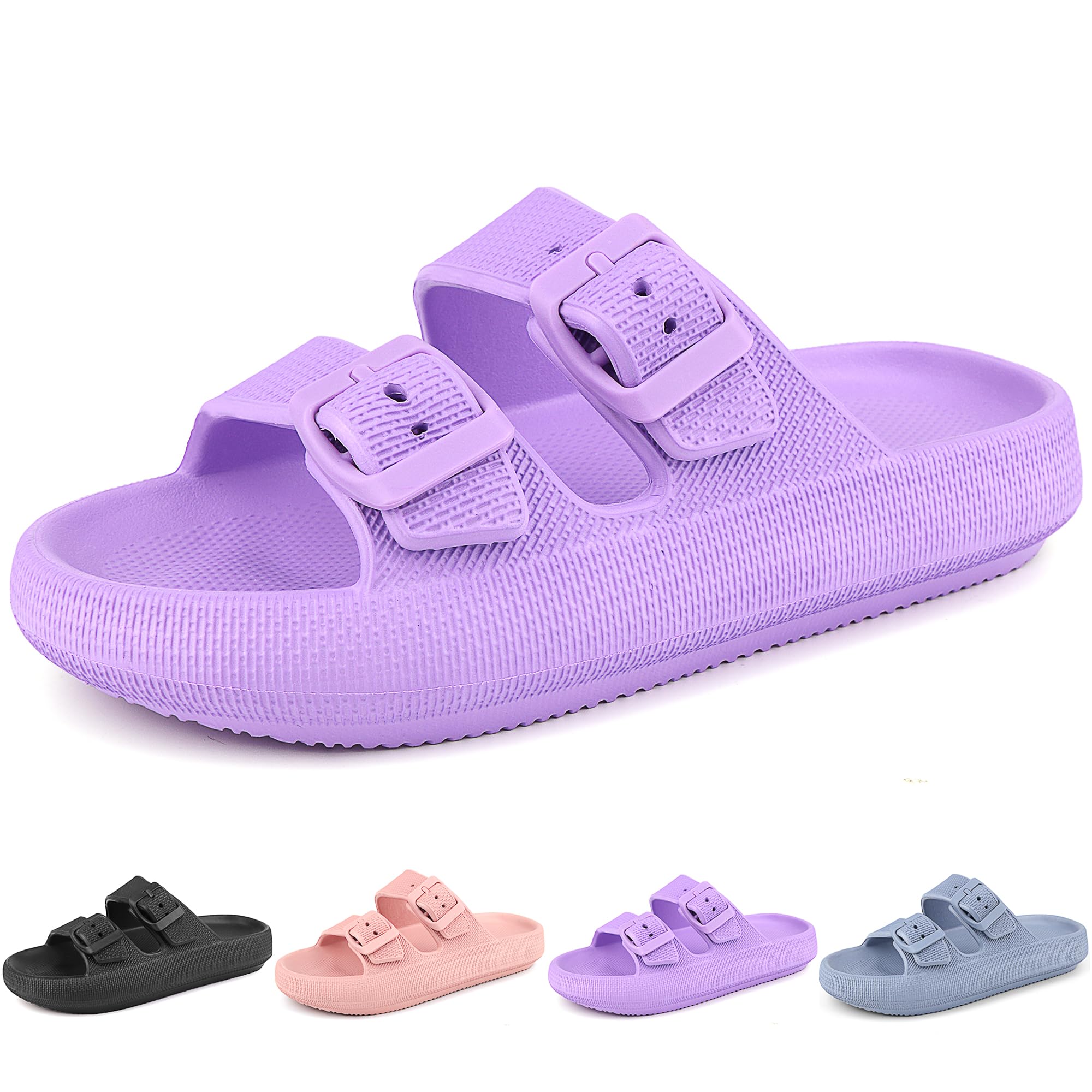 Sandálias Lanivic Kids Cloud Slides Double Fivela Roxa 12