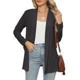 Cardigã Feminino Micoson, Leve, Fino, Cinza Carvão, Xxl