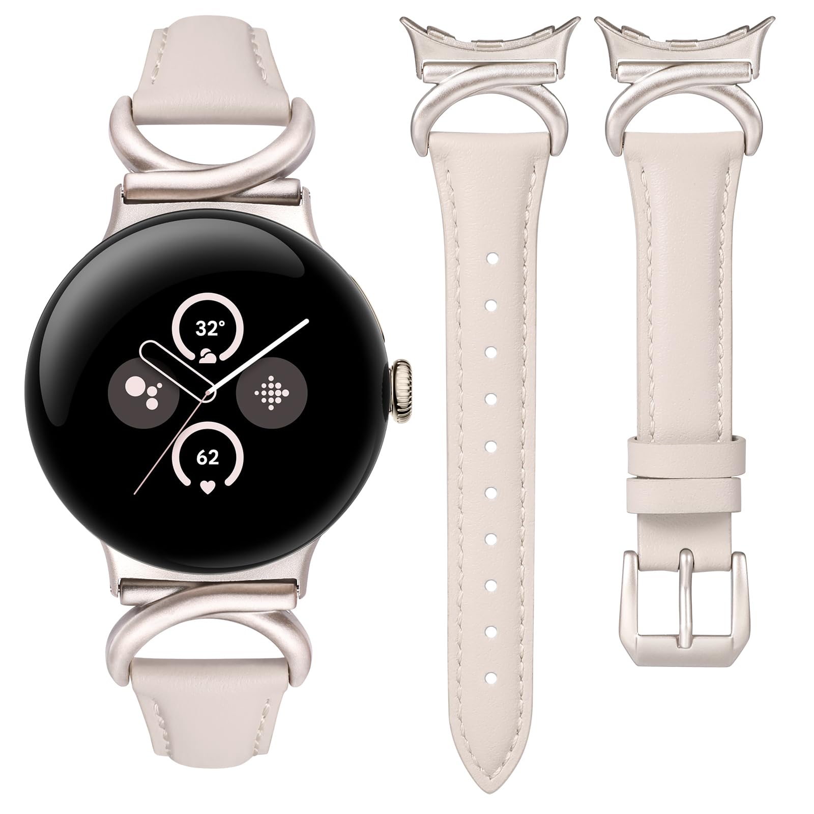 Pulseira De Relógio Minyee Leather Compatível Com Google Pixel 3 41 Mm