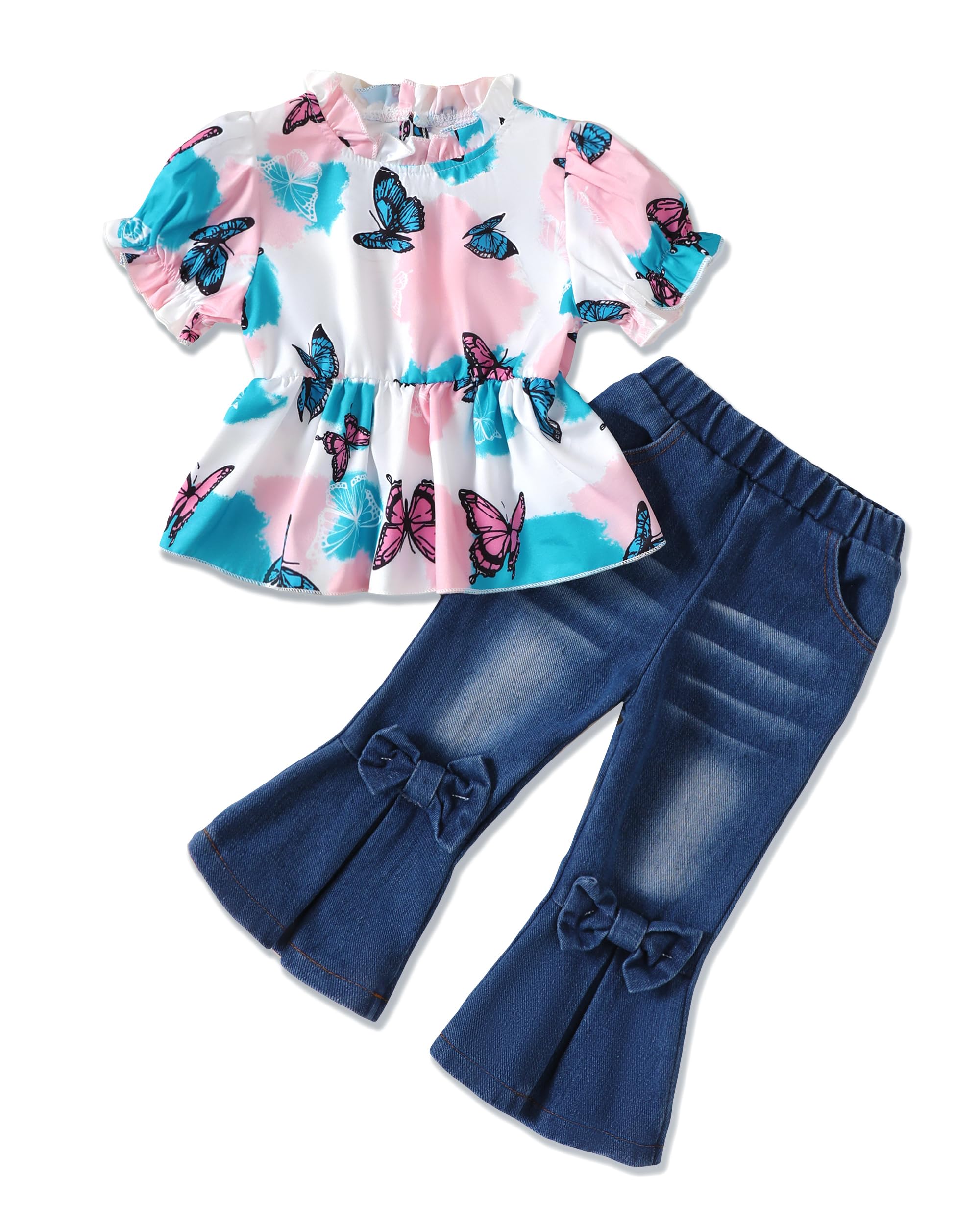 Conjunto De Roupas Sodlon Para Meninas De 12 A 18 Meses Com Blusa Borboleta