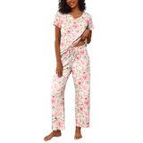 Conjunto De Pijamas Ekouaer, Blusa Feminina De Manga Curta, Calça Comprida, Branca