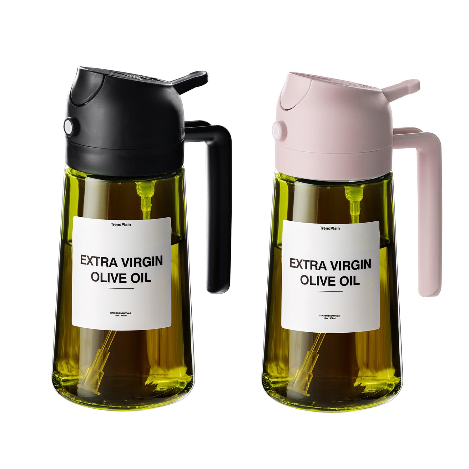 Frasco Dispensador De Azeite Trendplain Original 470 Ml - Preto E Pêssego