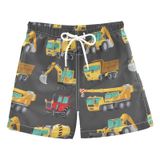 Calções De Banho Boccsty Yellow Monster Truck Para Meninos De 3 A 14 Anos