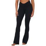 Leggings Sunzel Mini Flare V Crossover Mid Rise Yoga Pretas