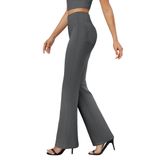 Calça Social Feminina Com Corte De Bota Dlooda Business Casual Cinza Escuro
