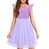Vestido Arshiner Summer Com Decote Babado E Manga Curta Para Meninas