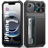 Capa De Telefone Bxyjy Para Iphone 16e, Carteira Com Porta-cartões Preta