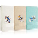Toalhas De Mão Tingjoo Bird Floral Farmhouse Cotton 34x74cm 3 Unidades