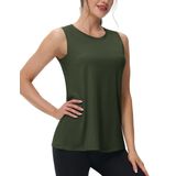 Camiseta Regata Feminina Magcomsen Para Exercícios Com Absorção De Umidade, Verde Exército