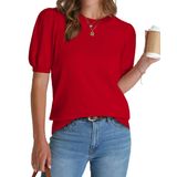 Suéter Feminino Wiholl De Manga Curta, Primavera, Verão, Vermelho S