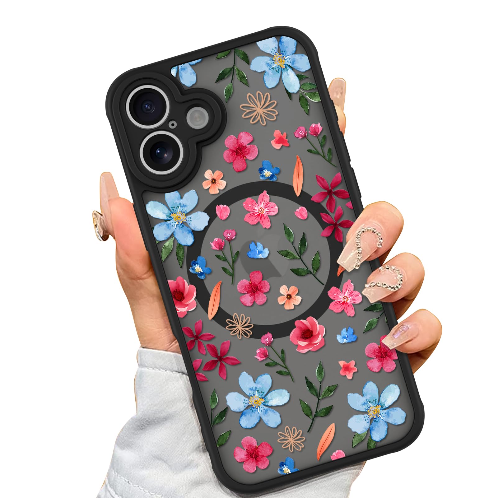 Capa De Telefone Aigomara Magnetic Para Iphone 16 Com Magsafe Rosa E Azul