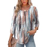 Blusa Xieerduo Summertops Para Mulheres 2025 Manga 3/4 Xxl