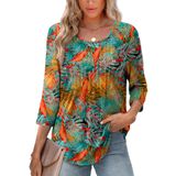 Top Xieerduo, Túnica Plissada De Manga 3/4, Roupas De Verão Para Mulheres