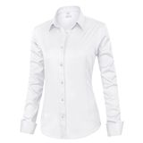 Camisa Social Feminina Siliteelon, Manga Comprida, Botão, Branca, Grande