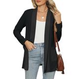 Cardigã Feminino Micoson Leve Com Bolsos Preto Cinza Xxl