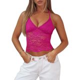 Top Reoria Halter Lace, Sem Mangas, Sexy, Rosa, Xl