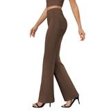 Calça Social Dlooda Bootcut Para Mulheres De Cintura Alta Marrom