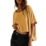 Camisetas Femininas Dokotoo, Gola Redonda, Color Block, Verão 2025