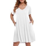 Vestido Belaroi: Camiseta Feminina Plus Size De Verão, Decote Em V, 4x Branca