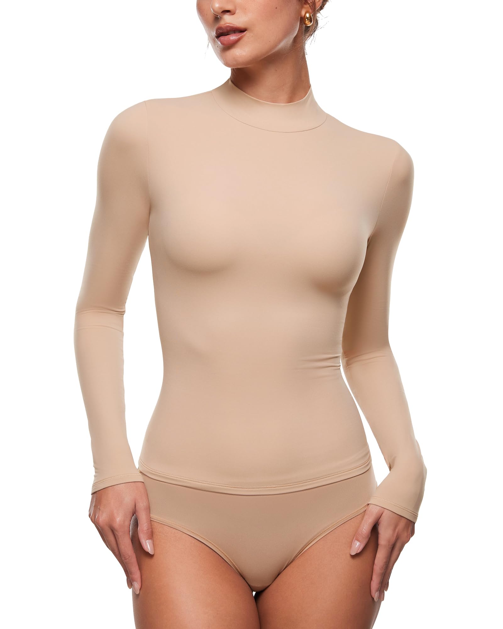 Top Inlyric Inbarely Soft Mock, Gola Alta, Manga Comprida, Feminina