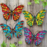 Decoração De Parede Metal Butterfly Daogtc Outdoor 24 Cm, Pacote Com 4