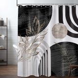 Cortina De Chuveiro Qghot Boho Mid Century Modern Preto/branco
