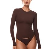 Camiseta Inlyric De Manga Comprida, Gola Redonda, Ajustada, Fina E Curta