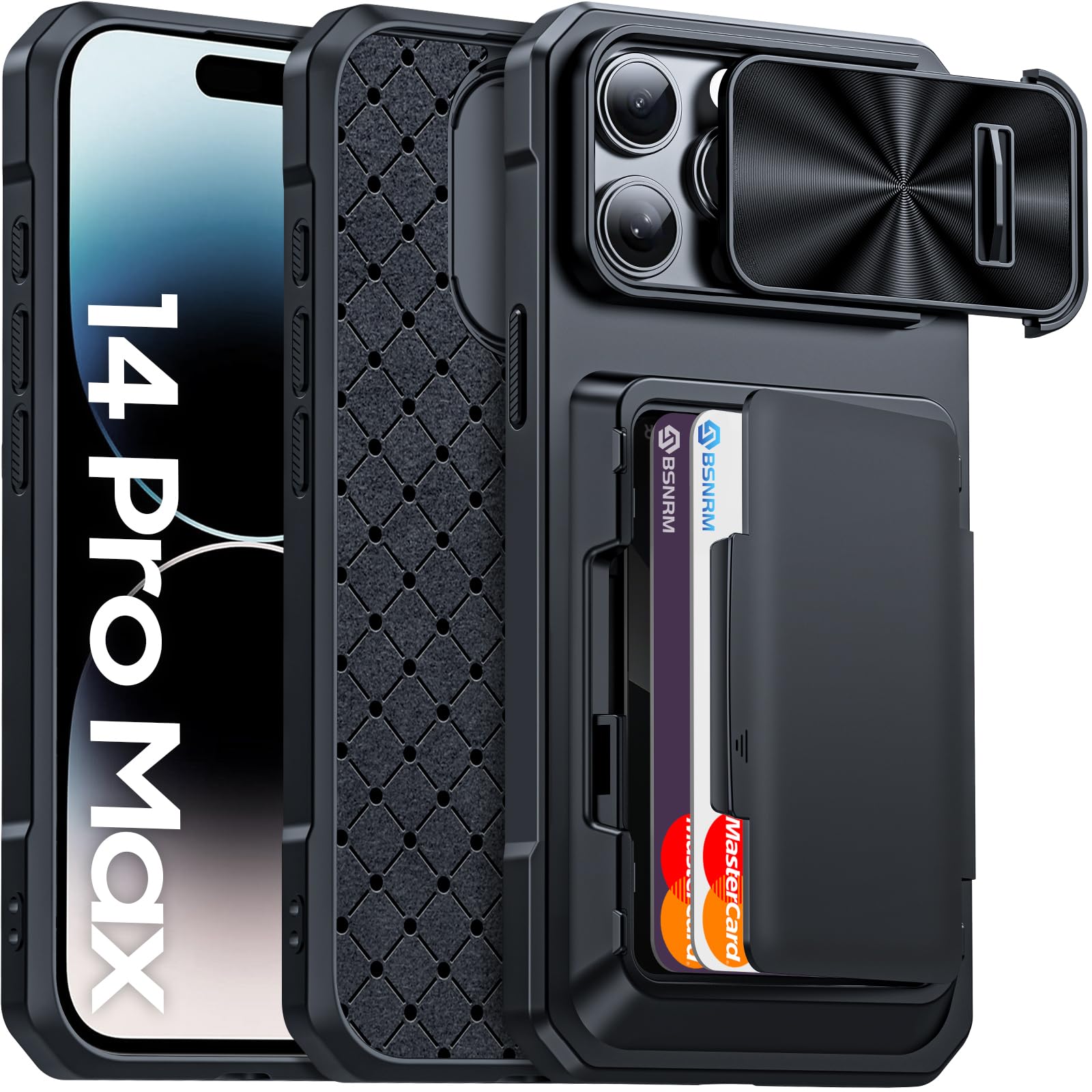 Capa Tipo Carteira Para Iphone 14 Pro Max Bsnrm Com Porta-cartões Preta