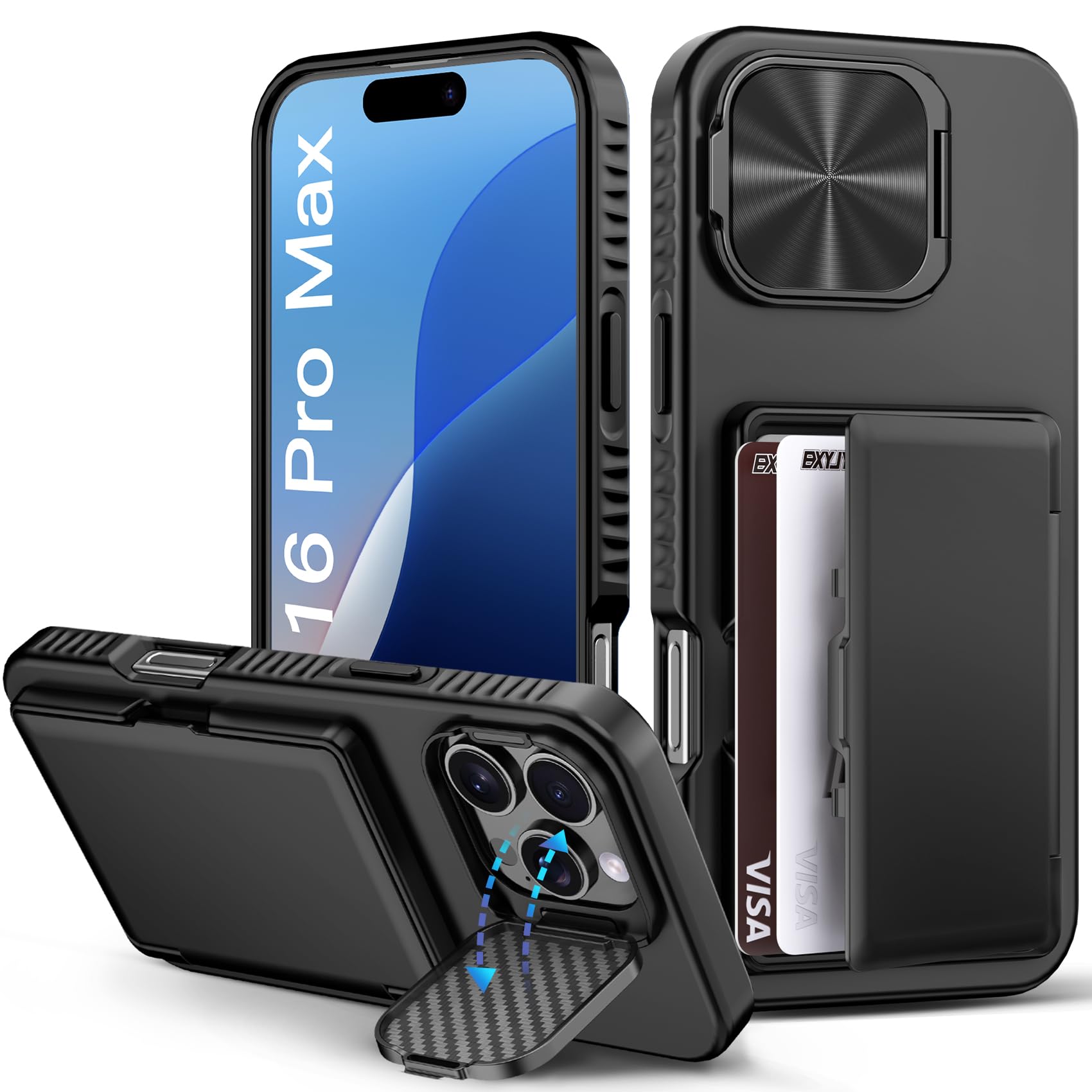 Capa De Telefone Bxyjy Para Iphone 16 Pro Max, Carteira Com Suporte Para Cartão