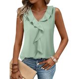 Camiseta Regata Elegante, Casual, Gaharu, Feminina, Verde Limão, Chiffon S
