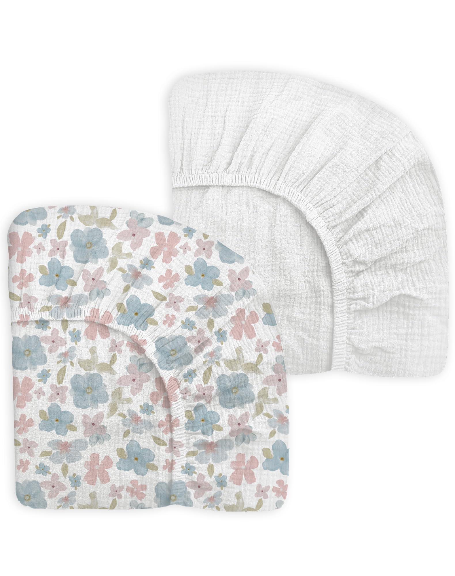 Cartões De Miado Pack N Play Sheets, Musselina, 70x100cm, Pacote Com 2