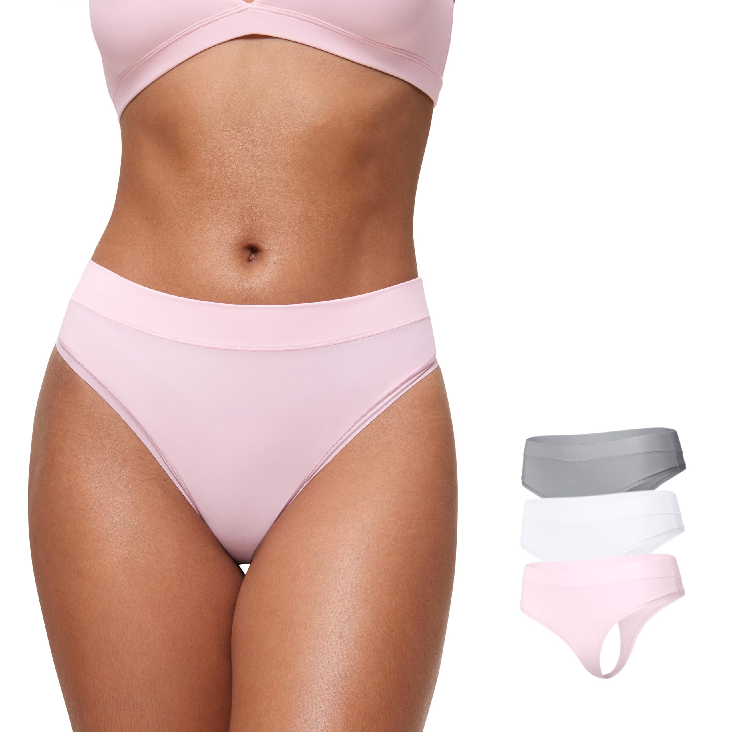 Tangas Crz Yoga Soft High Rise Para Mulheres, Pacote Com 3 Cinzas/brancas/rosa