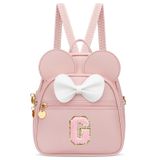 Mini Mochila Kkxiu Girls Initial Bowknot Rosa De Couro Sintético