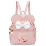 Mini Mochila Kkxiu Girls Initial Bowknot Rosa De Couro Sintético