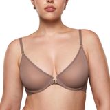 Sutiã Inlyric Cosnufy Sheer Com Fecho Frontal Semi-marrom Roxo 38dd