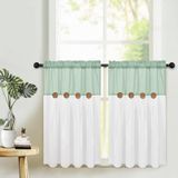 Cortinas De Cozinha Framics Boho Cotton Linen 26x36cm Sage Green