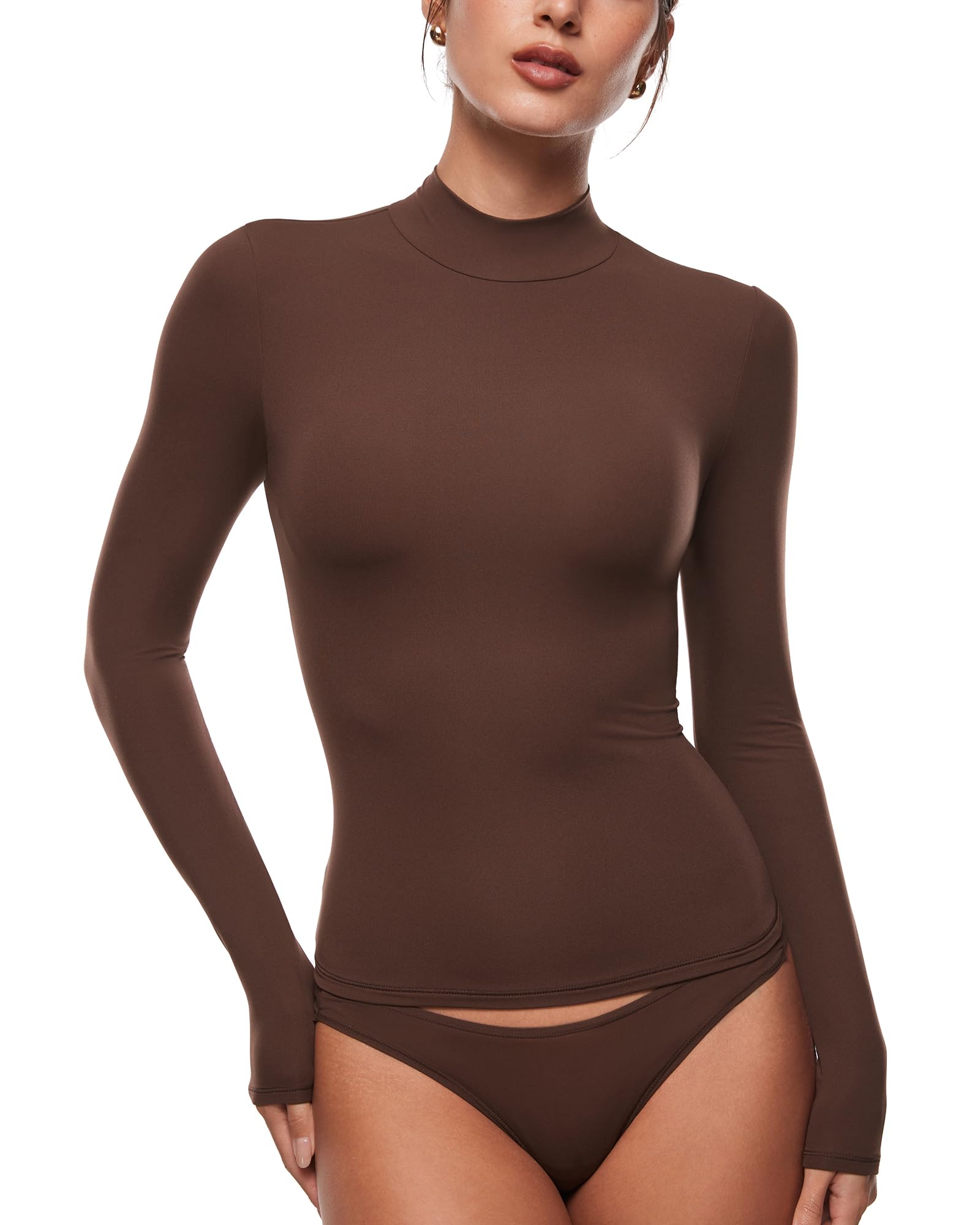 Top Inlyric Inbarely Soft Mock, Gola Alta, Manga Comprida, Feminina