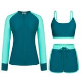 Roupas De Banho Kate Kasin 2024, 3 Peças, Rash Guard, Femininas, Gg, Azul