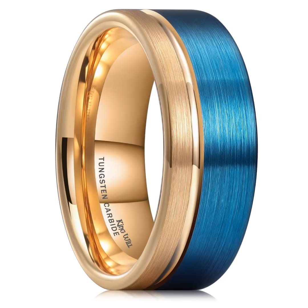 Aliança De Casamento King Will Loop Em Carboneto De Tungstênio 8 Mm Em Ouro Rosa