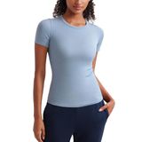 Camisa Crz Yoga Ribbed Modal De Manga Curta Azul Cambraia Feminina