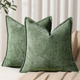 Capas De Almofada Dezene Forest Green Chenille 40 X 40 Cm (pacote Com 2)