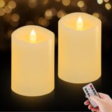 Velas Sem Chama Asldoiweh 10x15cm Conjunto De 2 Com Controle Remoto Branco
